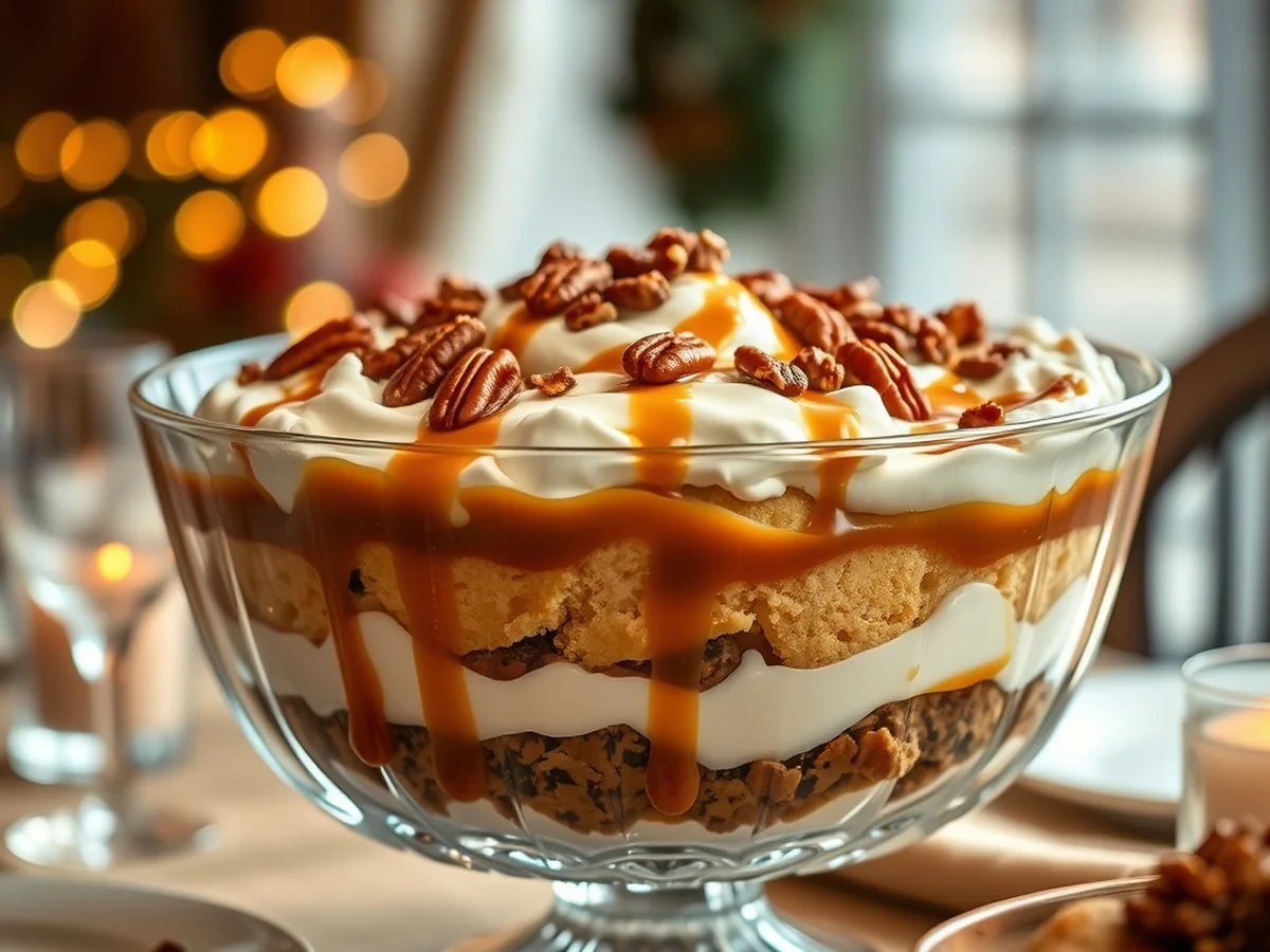 Caramel Pecan Trifle - Thanksgiving Desserts